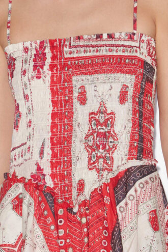 Abito in voile di cotone stampato con smock Anka