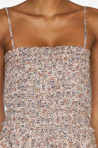 Abito leggero in cotone stampato con smock Anka