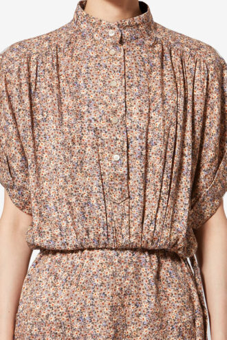 Abito lungo in jacquard di seta floreale Ansley