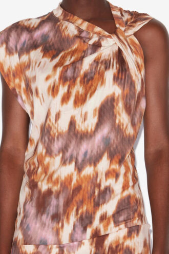 Abito T-shirt asimmetrico in jersey con stampa acquerello Leany