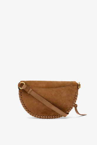 Borsa Banana Skano in pelle di vitello scamosciata color cognac