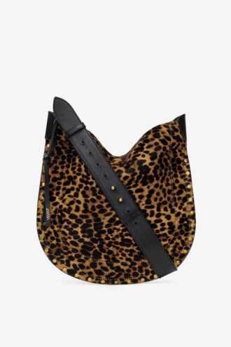 Borsa Oskan Soft in pelle stile “pony” con stampa leopardata