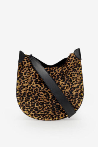 Borsa Oskan Soft in pelle stile “pony” con stampa leopardata