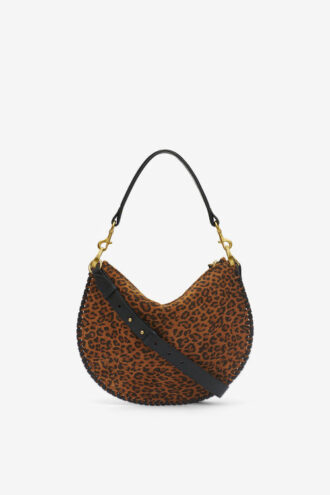 Borsa Oskan Soft Zip in pelle scamosciata stampata