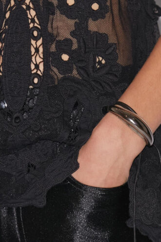 Bracciale in pelle Oyan con perla oversize