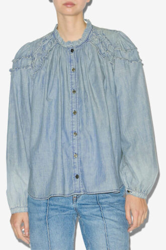 Camicetta in chambray con arricciature Milya
