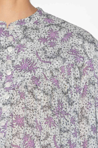 Camicetta in voile di cotone stampata e arricciata Salika