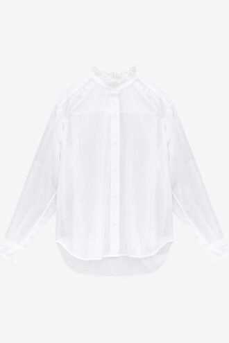Camicia in cotone con collo arricciato