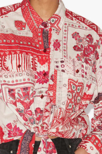 Camicia in voile di cotone stampato con lacci Nathy