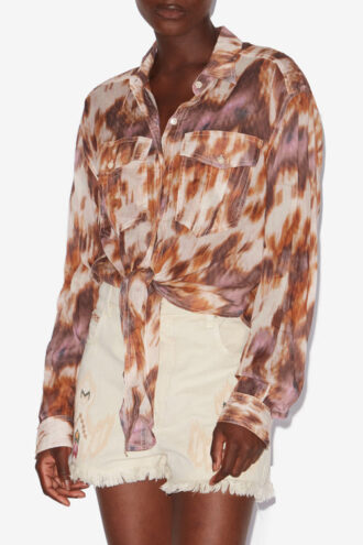 Camicia Nathy in voile di cotone stampato con lacci