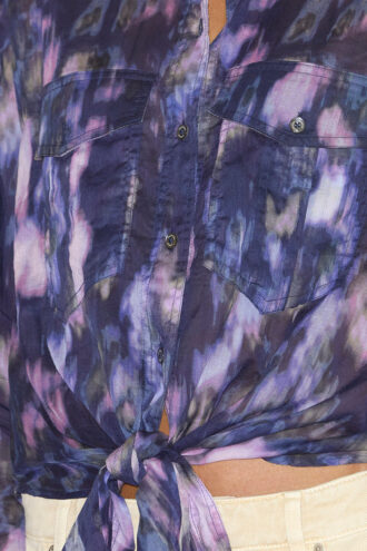 Camicia Nathy in voile di cotone stampato con lacci