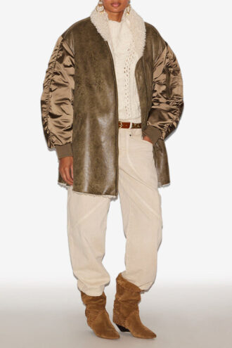 Cappotto in raso e ecopelle Evina