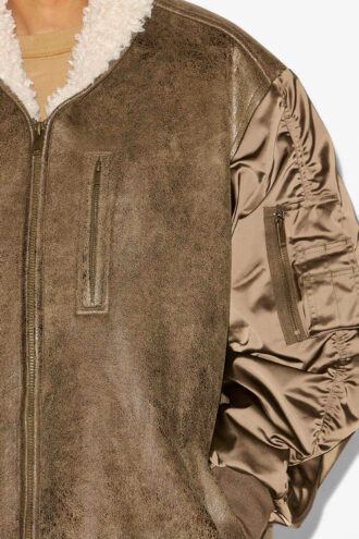 Cappotto in raso e ecopelle Evina