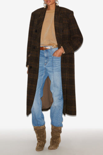 Cappotto lungo in lana a quadri Lexana