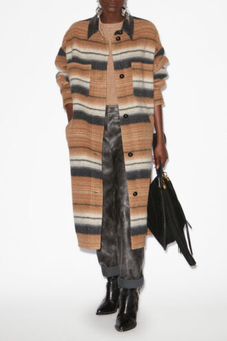 Cappotto oversize in lana a righe Djila