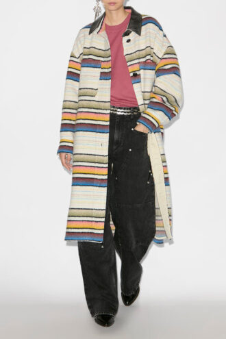 Cappotto oversize in lana a righe Djila