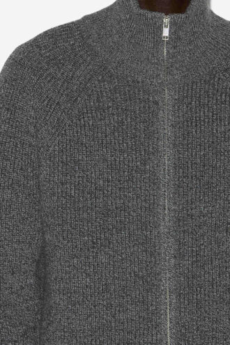 Cardigan in lana a costine con zip Benett
