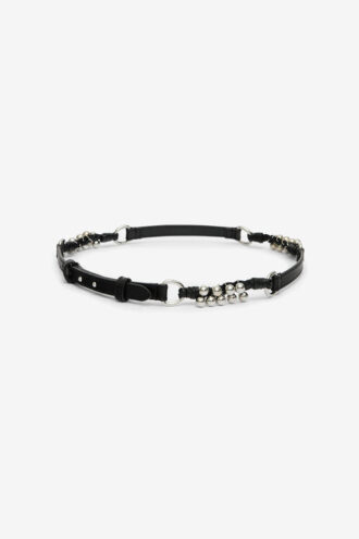 Cintura in pelle Grimsby con anelli e borchie