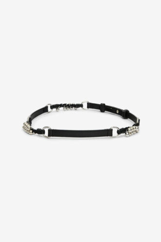 Cintura in pelle Grimsby con anelli e borchie