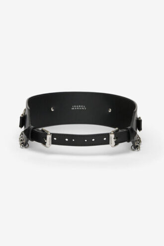 Cintura larga in pelle con anelli Brighton