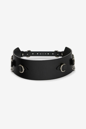 Cintura larga in pelle con anelli Brighton