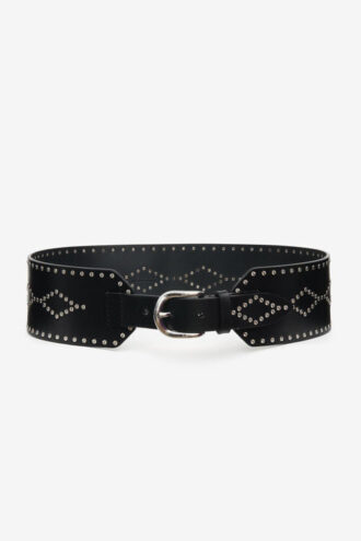 Cintura larga in pelle con borchie Lucie