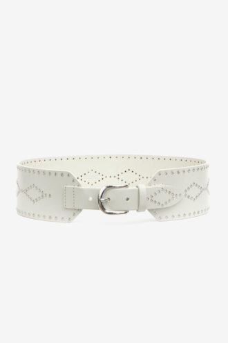 Cintura larga in pelle con borchie Lucie