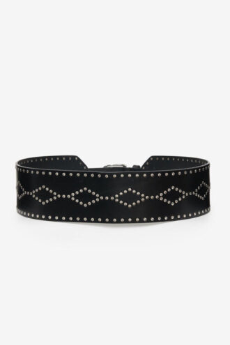 Cintura larga in pelle con borchie Lucie