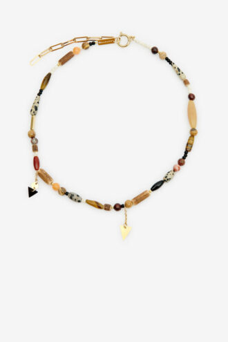Collana con pietra Yulian, legno e pendente