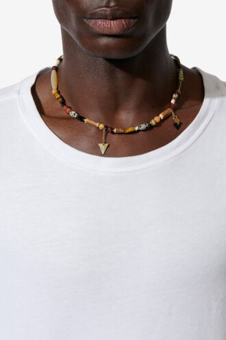 Collana con pietra Yulian, legno e pendente