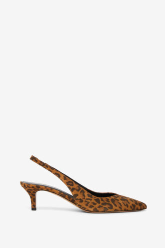 Décolleté con cinturino posteriore in pelle scamosciata leopardata Padim