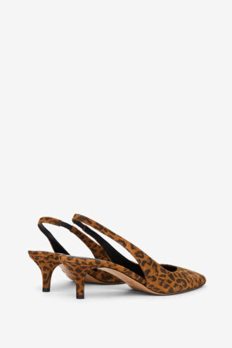 Décolleté con cinturino posteriore in pelle scamosciata leopardata Padim