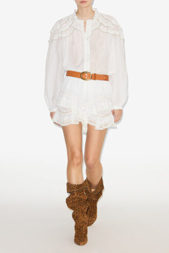 Geana Shorts in cotone e pizzo con volant