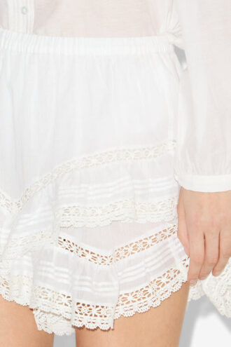 Geana Shorts in cotone e pizzo con volant