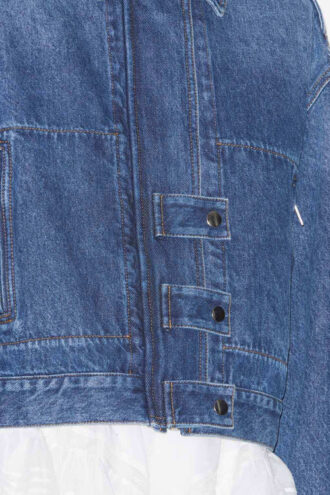 Giacca corta stile workwear Julie in denim tinta unita