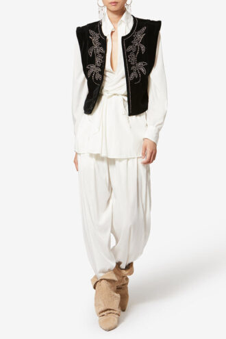 Gilet in velluto con borchie Poppy