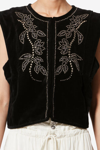 Gilet in velluto con borchie Poppy