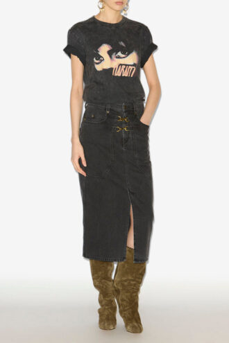 Gonna in denim Pavina con moschettoni