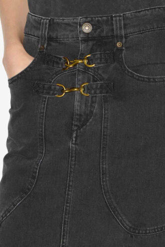 Gonna in denim Pavina con moschettoni