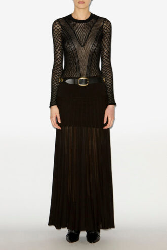 Gonna lunga plissettata in maglia Ezra