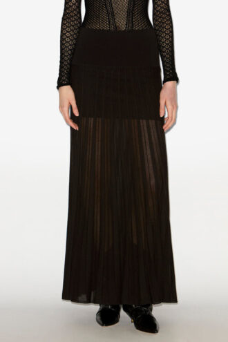 Gonna lunga plissettata in maglia Ezra