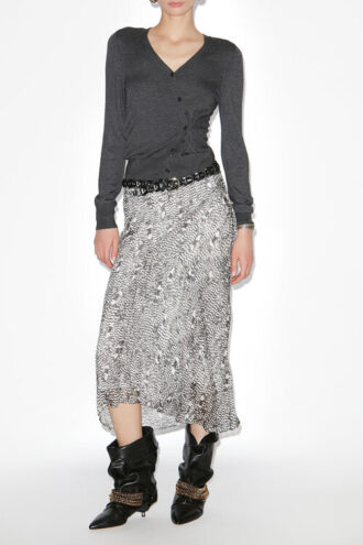 Gonna midi Lisanne in velluto burnout