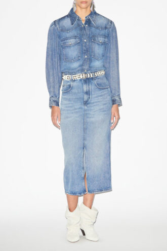 Gonna midi Tilauria in denim sottile