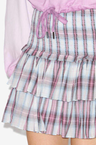 Gonna Naomi a quadri in voile di cotone smockato