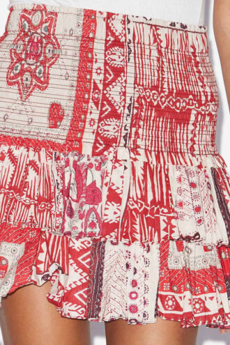 Gonna Naomi in voile di cotone smockato con stampa bandana