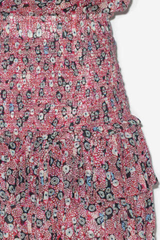 Gonna Naomi in voile di cotone stampato smockato