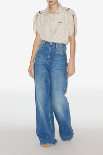Jeans in denim a vita alta e vestibilità ampia Lemony