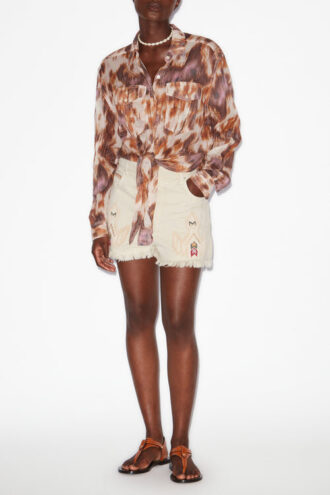 Lesia Short Shorts in denim ricamato