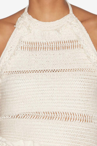Maglione Araliane con dorso aperto in maglia macramè
