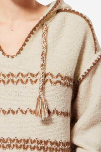 Maglione con cappuccio in tweed di lana merino Romera